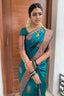 Outstanding Firozi Soft Kanjivaram Silk Saree With Prettiest Blouse Piece Shriji