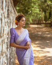 Load image into Gallery viewer, Brood Lavender Linen Silk Saree With Felicitous Blouse Piece Shriji