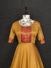 Load image into Gallery viewer, Mustard Color Beautiful Weaving Zari Worked Silk Gown Clothsvilla