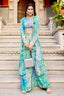 Sky Silk Print Work Three Piece Co-Ord Set ClothsVilla.com