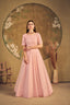 Stunning Peach Color Soft Net Base Fancy Work Designer Gown ClothsVilla