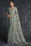 Organza Embroidered Olive Color Classic Saree Clothsvilla