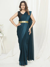 Load image into Gallery viewer, Teal Green Ready to Wear One Minute Saree In Satin Silk ClothsVilla
