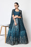 Teal Blue Traditional Attire Bridal Foil Printed Lehenga Choli ClothsVilla.com