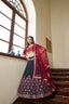 Teal Blue With Maroon Choli, Georgette Fabric And Gota Patti With Thread And Sequence Embroidery Work Heavy Can Can For Wedding, Party Wear ClothsVilla
