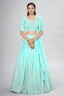 Turquoise Indian Georgette Lehenga Choli With Ruffle Dupatta For Indian Festival & Weddings - Sequence Embroidery Work, Clothsvilla
