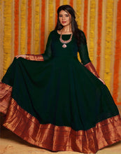 Load image into Gallery viewer, Refreshing Dark Green Colored Party Wear Woven Georgette Gown ClothsVilla