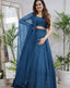 Turquois Blue Rayon Lucknowi Chikankari Work Stitched Lehenga Choli ClothsVilla