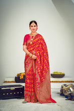 Load image into Gallery viewer, Weaving Work Puja Wear Designer Saree In Pink Color Art Silk Fabric ClothsVilla