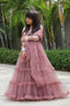 Admiring Peach Color Kids Ruffle Style Gown Clothsvilla