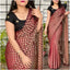 Maroon Jacquard Saree with Black Sequence Blouse ClothsVilla