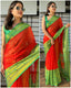 Red and Green Brasso Saree with patheni style Pattern ClothsVilla