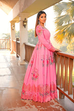 Load image into Gallery viewer, Pink Color Floral Printed Embroidery Work Gown Clothsvilla