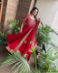 Presenting Red Color With Work Georgette Gown Clothsvilla