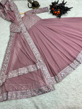 Load image into Gallery viewer, Presenting Dusty Pink Color With Work Georgette Gown Clothsvilla