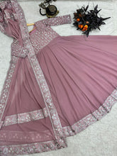 Load image into Gallery viewer, Presenting Dusty Pink Color With Work Georgette Gown Clothsvilla