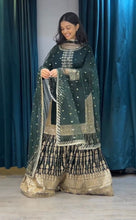 Load image into Gallery viewer, Sequence Work Dark Green Color Sharara Suit