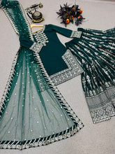 Load image into Gallery viewer, Sequence Work Dark Green Color Sharara Suit