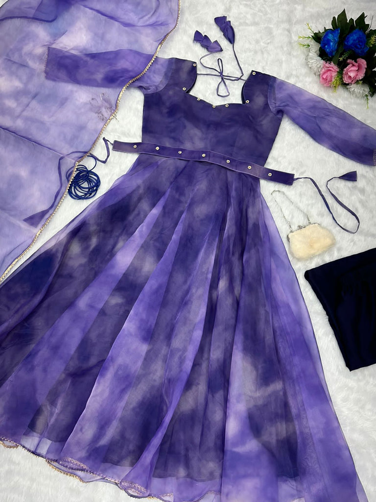 Majestic Organza Silk Purple Color Gown