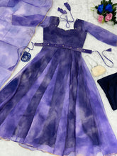 Load image into Gallery viewer, Majestic Organza Silk Purple Color Gown