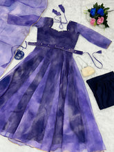 Load image into Gallery viewer, Majestic Organza Silk Purple Color Gown