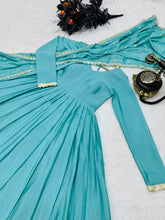 Load image into Gallery viewer, Daisy Teal Blue Sequence Work Long Gown