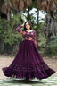 Beautiful Sequins Work Wine Color Long Gown