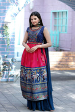 Load image into Gallery viewer, Designer Hand Mirror Work Navy Blue With Pink Sharara Suit Clothsvilla