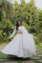 Load image into Gallery viewer, Marriage Special Embroidered Work White Color Lehenga Choli
