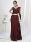 Wine Ready to Wear One Minute Lycra Saree ClothsVilla
