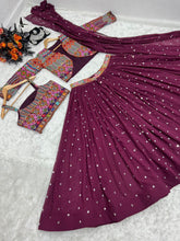 Load image into Gallery viewer, Wine Color Sequence Work Lehenga Choli With Shrug Clothsvilla