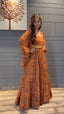 Orange Maxi Dress with Digital Print and Embroidery Work ClothsVilla