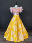 Yellow Color Heavy Dull Satin Floral Digital Printed Lehenga Crop Top Clothsvilla
