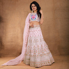 Load image into Gallery viewer, Baby-Pink Party Wear Sequins Embroidered Silk Lehenga Choli Clothsvilla