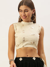 Load image into Gallery viewer, White Color Sequins Work Cotton Ready Made Blouse Clothsvilla