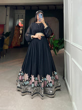 Load image into Gallery viewer, Black Color Sequins And Thread Embroidery Work Georgette Lehenga Choli Clothsvilla