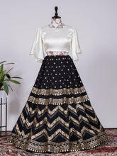 Load image into Gallery viewer, Black Color Sequins Work Velvet Banglory Lehenga Choli Clothsvilla