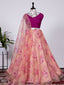 Peach Color Floral Printed Organza Lehenga Choli Clothsvilla