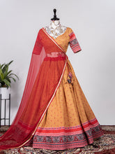 Load image into Gallery viewer, Chiku Color Crochet Sequins Embroidery Work Chinon Lehenga Choli Clothsvilla