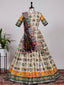 Navy Blue Color Foil & Printed Pure Cotton Lehenga Choli Clothsvilla