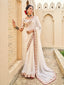 Cream Color Thread And Sequins Embroidery Border Diamond Georgette Saree Clothsvilla