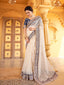Cream Color Crushed Chinon Saree Clothsvilla