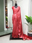 Crimson Color Printed With Zari Border Dola Silk Saree Clothsvilla