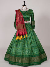 Load image into Gallery viewer, Green Color Digital Bandhani Printed Pure Gaji Silk Lehenga Clothsvilla