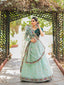 Pista Color Thread Embroidery Work With Lace Border Organza Lehenga Choli ClothsVilla.com