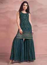 Load image into Gallery viewer, Georgette Readymade Suit In Teal Clothsvilla