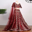 Maroon Embroidered Satin Lehenga Choli Clothsvilla