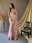 Georgette Sequins Multicolor Embroidered Designer Saree Pastel Pink Clothsvilla