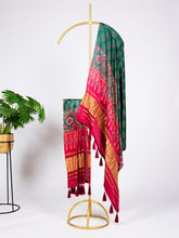 Load image into Gallery viewer, Green Color Digital Print And Lagadi Patta Pure Gaji Silk With Tassels ClothsVilla.com