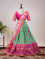 Green Color Leheriya Patola Print Chinon Lehenga Choli Clothsvilla